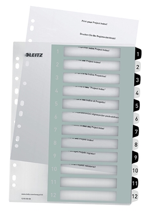 Leitz Registrační tisknutelná PP A4+ 1-12 bílá/černá