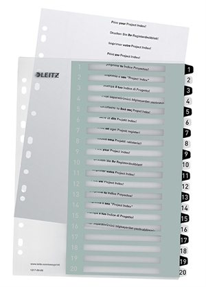 Leitz Registr tisknutelný PP A4+ 1-20 bílý/černý