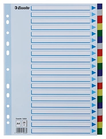 Esselte Faneblade PP A4 20-dílné barevné záložky