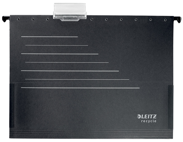 Leitz zavěšená složka s bočním zámkem, recyklovaná, velikost A4, černá.