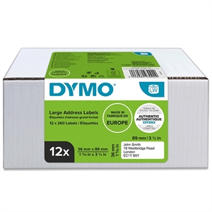 Dymo LabelWriter 36 mm x 89 mm běžné adresní štítky, balení obsahuje 12 kusů.