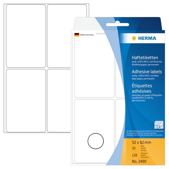 HERMA etiketa manuální 52 x 82 bílá mm, 128 kusů.