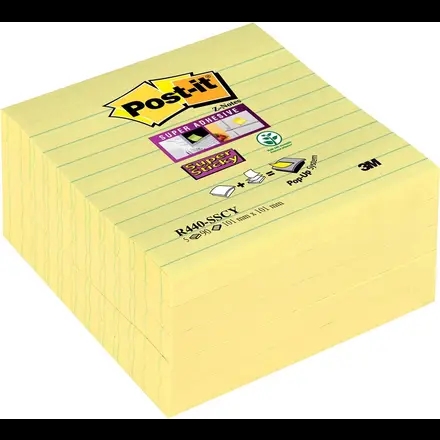 3M  Poznámky Post-it Super Sticky Z-fold 101 x 101mm, čtverce, žluté.