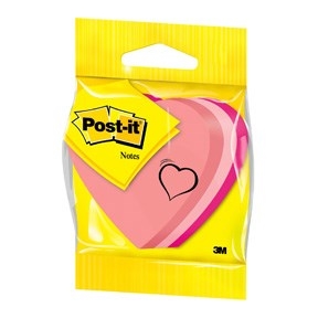 3M Post-it Notes 70 x 70 mm, \'\'srdce\'\' neon