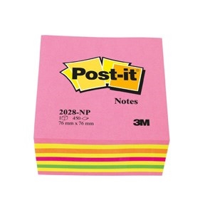 3M Post-it poznámky 76 x 76 mm, kubusový blok Lollipop růžový