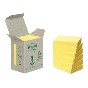 3M Poznámkové bloky Post-it 38 x 51 mm, recyklovaná žlutá - 6 balení