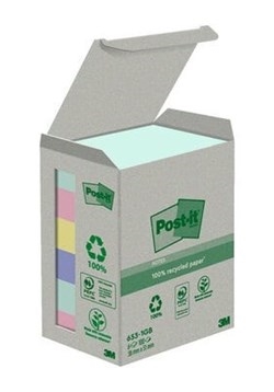 3M Post-it poznamky 38 x 51 mm, recyklovane, ruzne barvy - 6 baleni