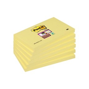3M Post-it lístky super lepící 76 x 127 mm, žluté - 6 balení