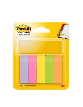 3M Post-it Index fanoušky 15 x 50 mm papír různé neonové barvy - 5 balení