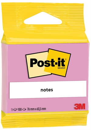 3M Post-it růžový 63,5 x 76 mm, 100 listů