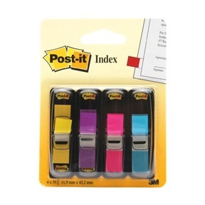 3M Post-it Indexfaner 11,9 x 43,1 mm, různé neonové barvy - 4 balení