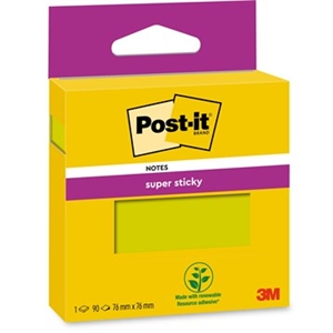 3M Post-it poznámky super lepící zelené 76 x 76 mm, - 90 listů
