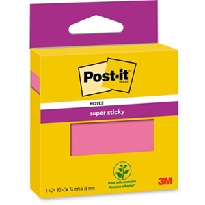 3M Poznámkové bločky Post-it super lepivé růžové 76 x 76 mm, - 90 listů