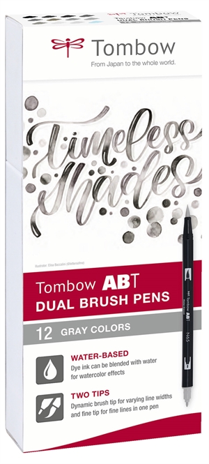 Tombow Marker ABT Dual Brush 12P-3 šedé barvy (12)