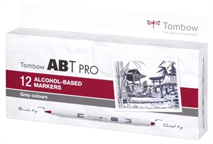 Tombow Marker alkohol ABT PRO Dual Brush 12P-3 Šedá (12)