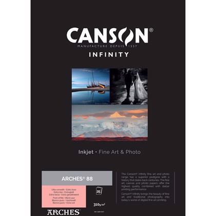 Canson Arches 88 Rag (Pure White) 310 - A2, 25 Archa