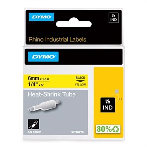Přeloženo na česky: 

Páska Rhino 6mm x 1,5m termo smršťovací trubice modrý/žlutý.