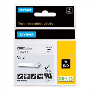 Přeloženo do češtiny: 

Pásek Rhino 24mm x 5,5m, barevné vinyl, černo-bílý