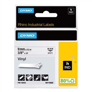 Tape Rhino 9mm x 5,5m vinyl černá/bílá