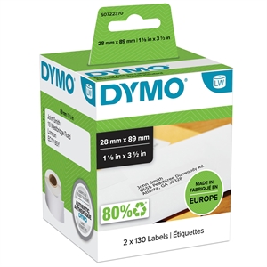 Dymo Label Addressing 28 x 89 trvalá bílá, 130 štítků na obou 2 rolkách.