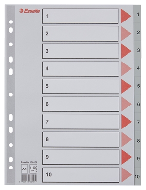Esselte Register PP A4 1-10 šedé