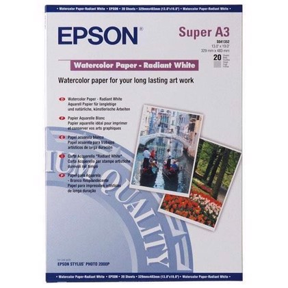Epson Watercolor Paper Radiant White 188 g/m2, A3+ - 20 Archa