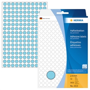 HERMA ruční samolepicí štítek o průměru 8 mm, modrý, 5632 kusů.