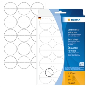 HERMA samolepící etiketa manuálně perforovaná ø32 transparentní mm, 240 ks.