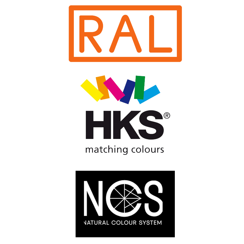 NCS, RAL a HKS barevná karta.
