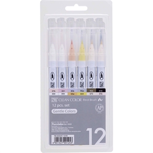 ZIG Clean Color Pensel Pen měkké barvy 12-set
