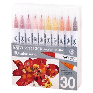 ZIG Clean Color Brush Pen Sada C s 30ks