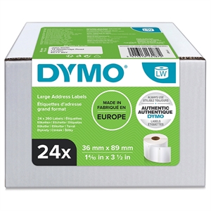 Dymo Label Adresace 36 x 89 permanentní bílý mm, 24 rolí po 260 etiket na ks.