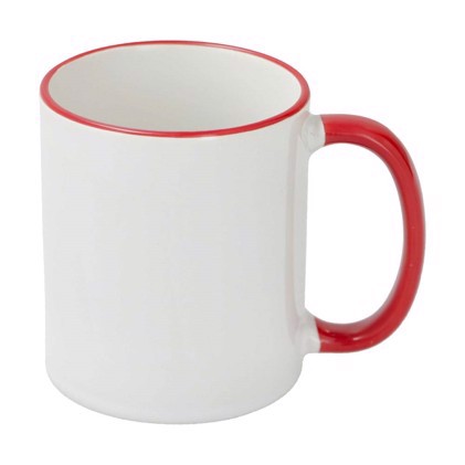 Sublimation Mug 11oz - Rim & handle Red Dishwasher & Microwave Safe