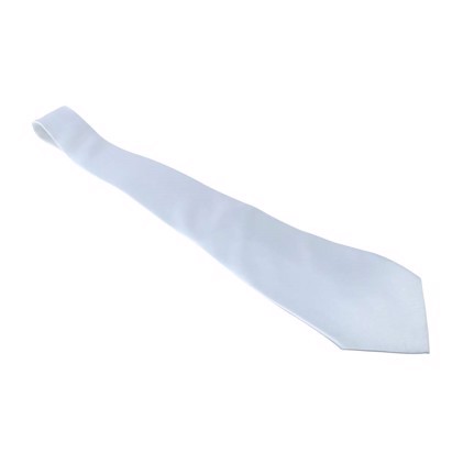 Necktie Polyester, White 140 x 9 cm, Finely-Woven Fabric