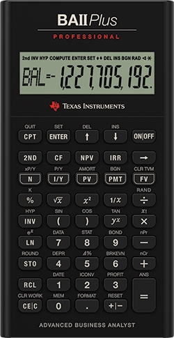 Texas Instruments BAII Plus Pro finanční kalkulátor uživatelská příručka Ve Velké Británii