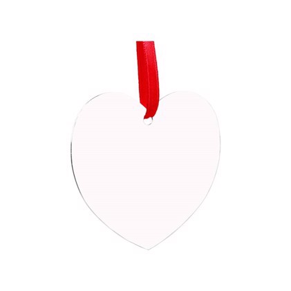 Unisub Heart Ornament 2 Sided Gloss White Aluminium - 72,9 x 76,2 x 1,14 mm