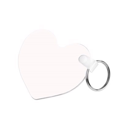 Unisub Keychain - Heart 2 Sided Gloss White FRP - 57,2 x 63,5 x 2,29 mm