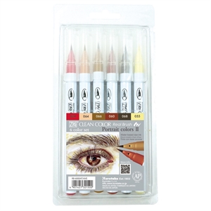 ZIG Clean Color Kistka Pen Set s 6 kusy portrétních barev II